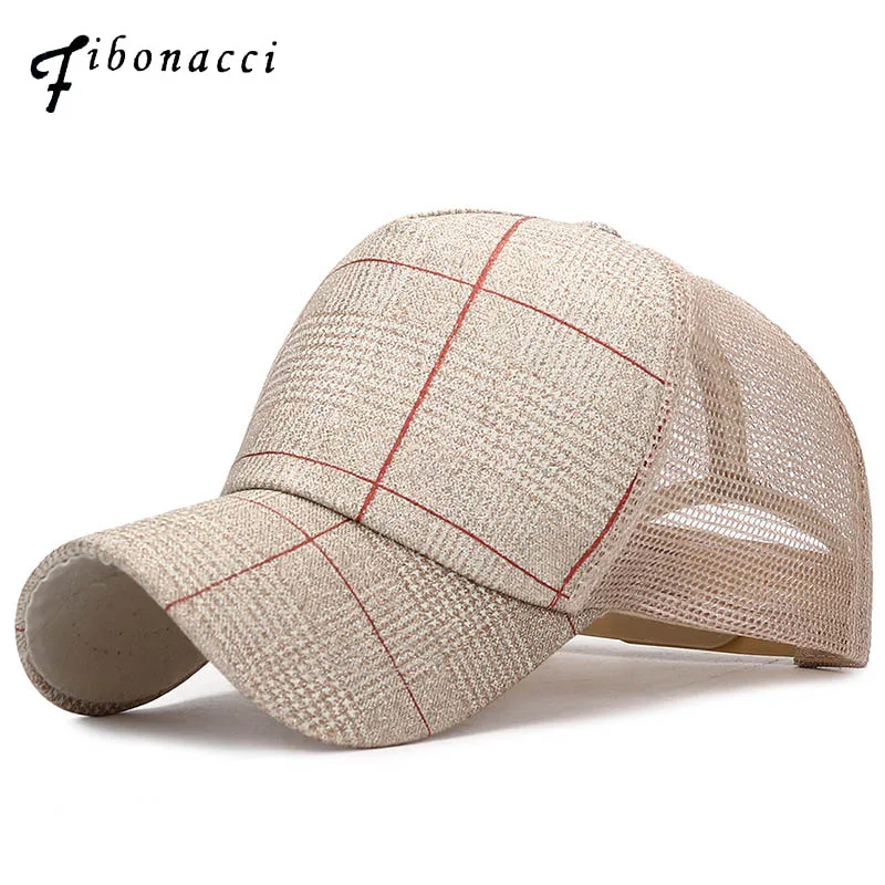 

Fibonacci Summer Mesh Plaid Baseball Cap Snapback Hats for Men Women Gorras Outdoor Fashion Trucker Sunscreen Caps