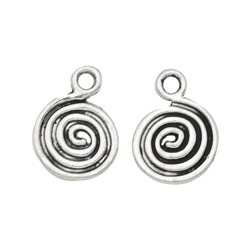 10pcs SPIRAL SWIRL Tibetan Silver Charms Pendants DIY Necklace Jewelry Findings