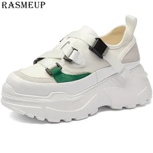 RASMEUP Genuine Leather Canvas Women Chunky Dad Sneakers 2019 Fashion Summer High Platform Women’s Shoes Brand Lady Footwear