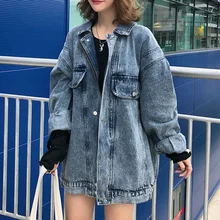plus size women's fat mm spring autumn bf wind Add fertilizer jean jacket female denim Korean jacket women tide veste femme coat