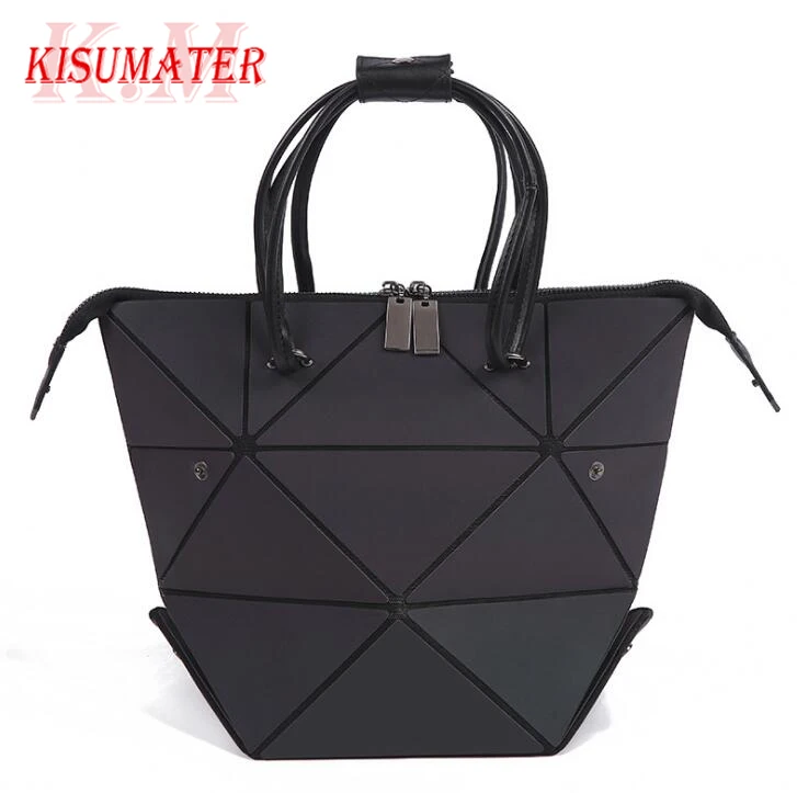 

KISUMATER luxury geometry handbag Hologram Laser Folding over bag Casual Totes Large Capacity luminous bag Free Shipping