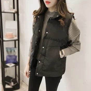 

2018 Fashion Winter Women Sleeveless Vest Solid Slim Cotton Plus Size Vest Casual Female Thick Warm Short Coat