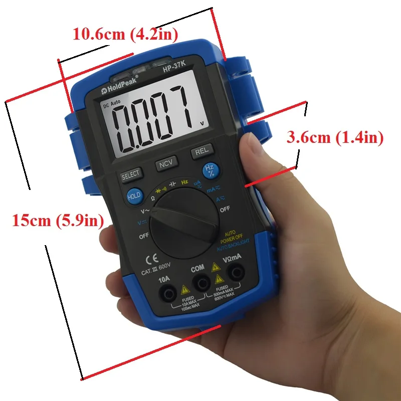 HoldPeak HP 37C Мини цифровой мультиметр Авто Диапазон True RMS AC/DC Напряжение Multimetro
