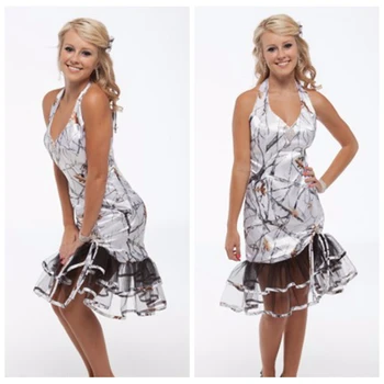 

2017 Sexy Halter Sheath White Camo Prom Dresses With Black Tulle Tiered Skirt Slim Western Fashion Vestidos De Festa Party Gowns