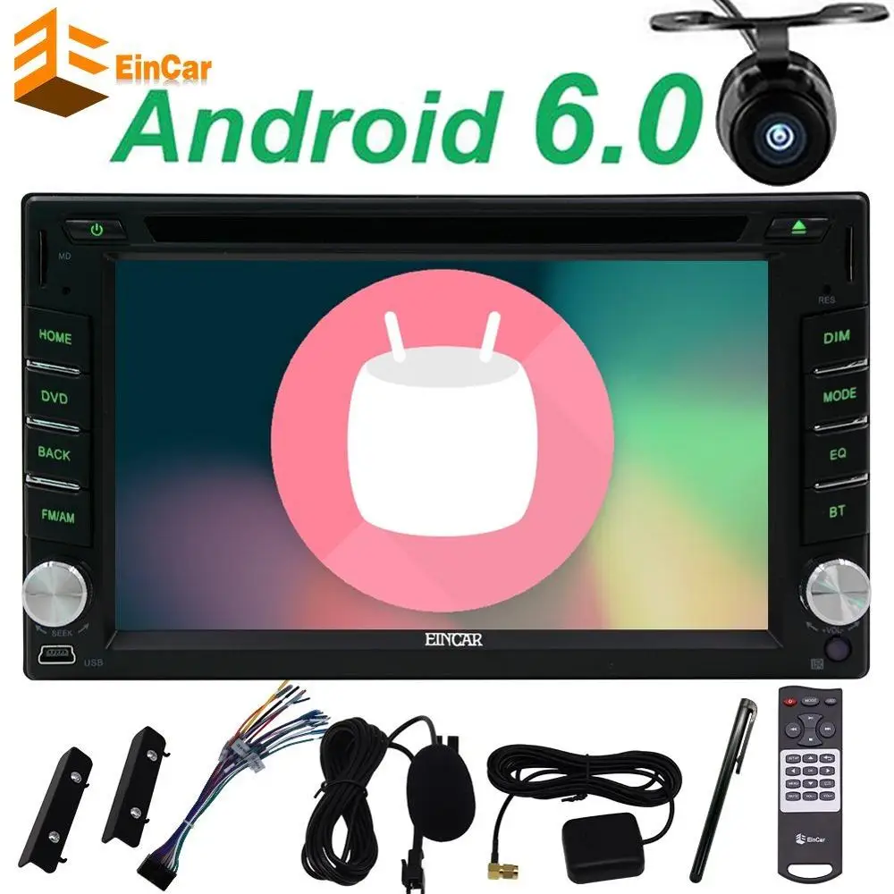 

Android 6.0 Car DVD Player 2Din GPS Car Stereo Radio Navigation Headunit WiFi 1080P Video PlayerBackup Camera+steering wheel con