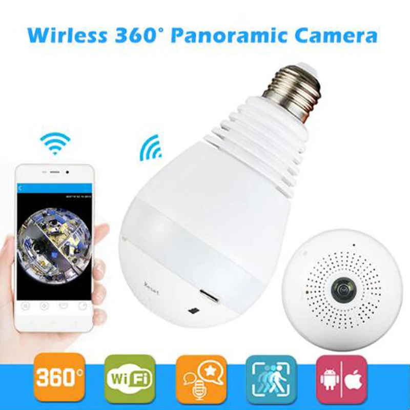 

HD 360 Bulb Wireless IP Camera 1.3MP Panoramic Surveillance Wifi Security Camera Night Vision Lamp CCTV Camera P2P 960P