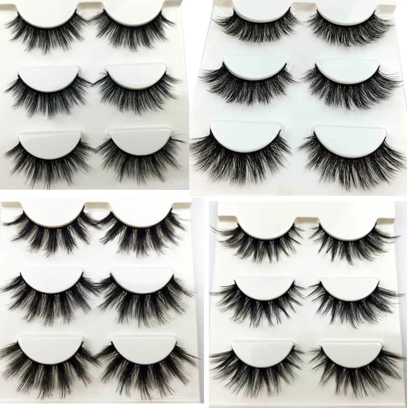 

2019 NEW 3 pairs mink eyelashes natural fake eye lashes make up handmade 3d mink lashes false lash volume eyelash extension