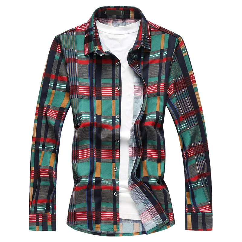 

2018 Men Shirts Casual Plus Size 7xl Slim Fit Plaid Social Shirts High Quality Long Sleeve Mens Cotton Shirts Camisa Masculina