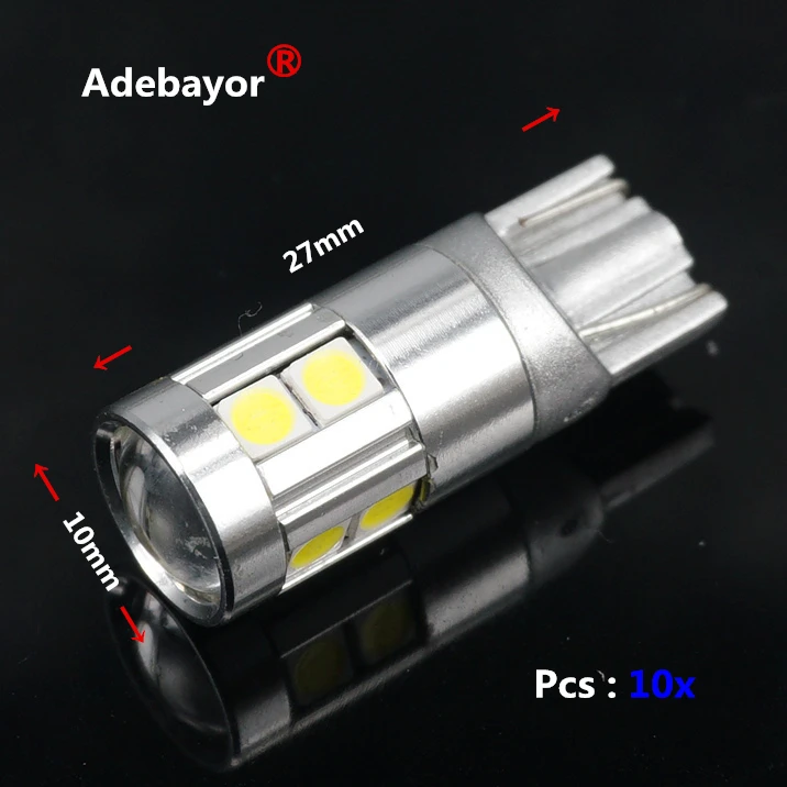 

10Pcs T10 194 168 W5W 3030 9 Smd LED Bulb Car Auto Wedge Interior Reverse Signal Light Lamp 12V 24V White
