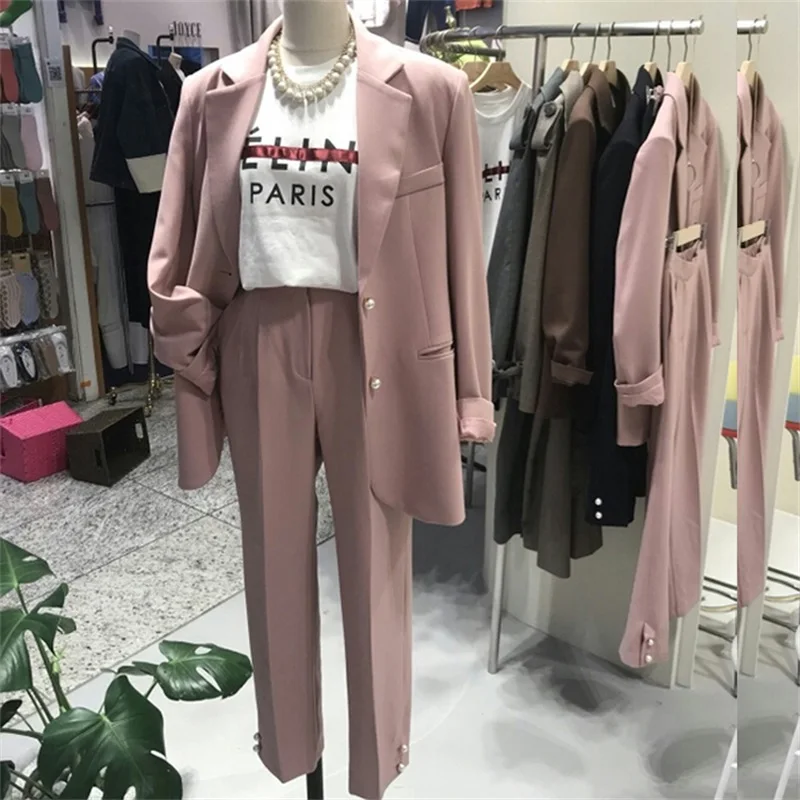 

Spring and autumn new women's fashion temperament casual beaded business office British wind small suit two-piece JQ719