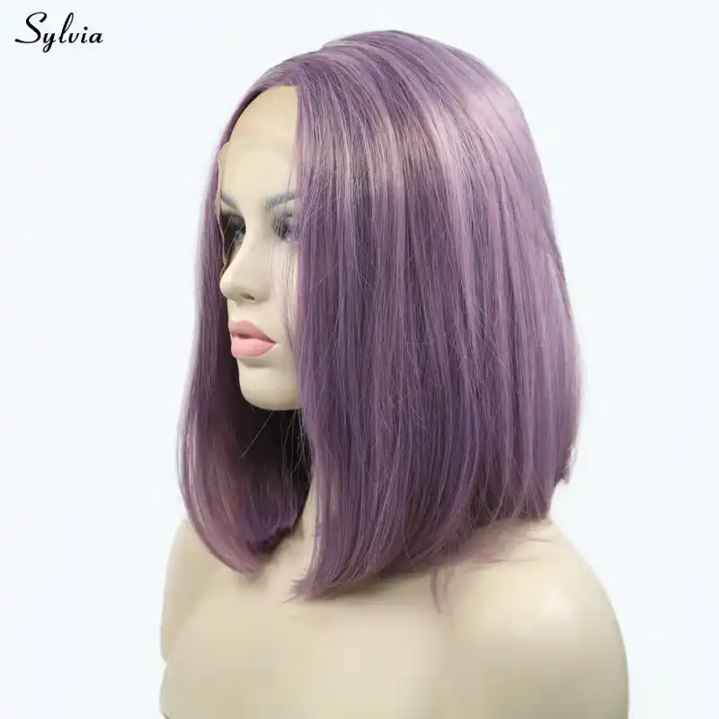 Silvia Peluca Purpura Para Mujeres Ninas Lavanda Violeta Pelo Corto Recto Nuevo Estilo Bob Pelucas Sinteticas De Encaje Frontal Media Parted Peluca Delantera De Encaje Pelucas Estilospelucas Para Mujeres Aliexpress