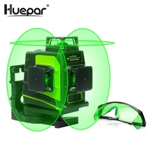 Huepar 12 линий 3D крест зеленый луч линия лазерный уровень самонивелирующийся 360 градусов вертикальный и горизонтальный usb зарядка с очками