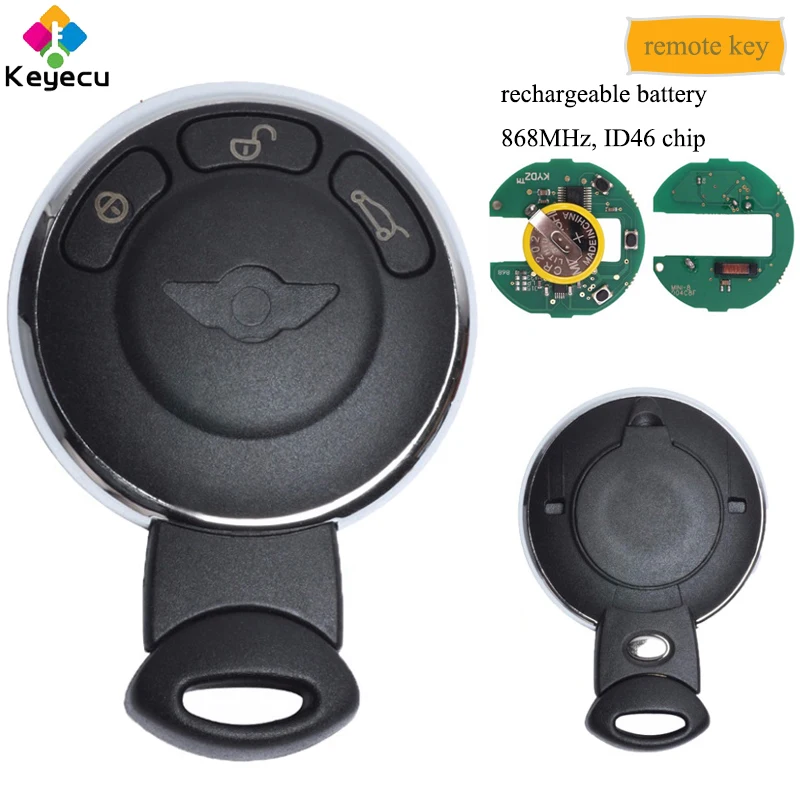 

KEYECU Rechargeable Remote Key With 3 Button 868MHz ID46 Chip for BMW Mini Cooper 2007 2008 2009 2010 2011 2011 2012 2013 2014