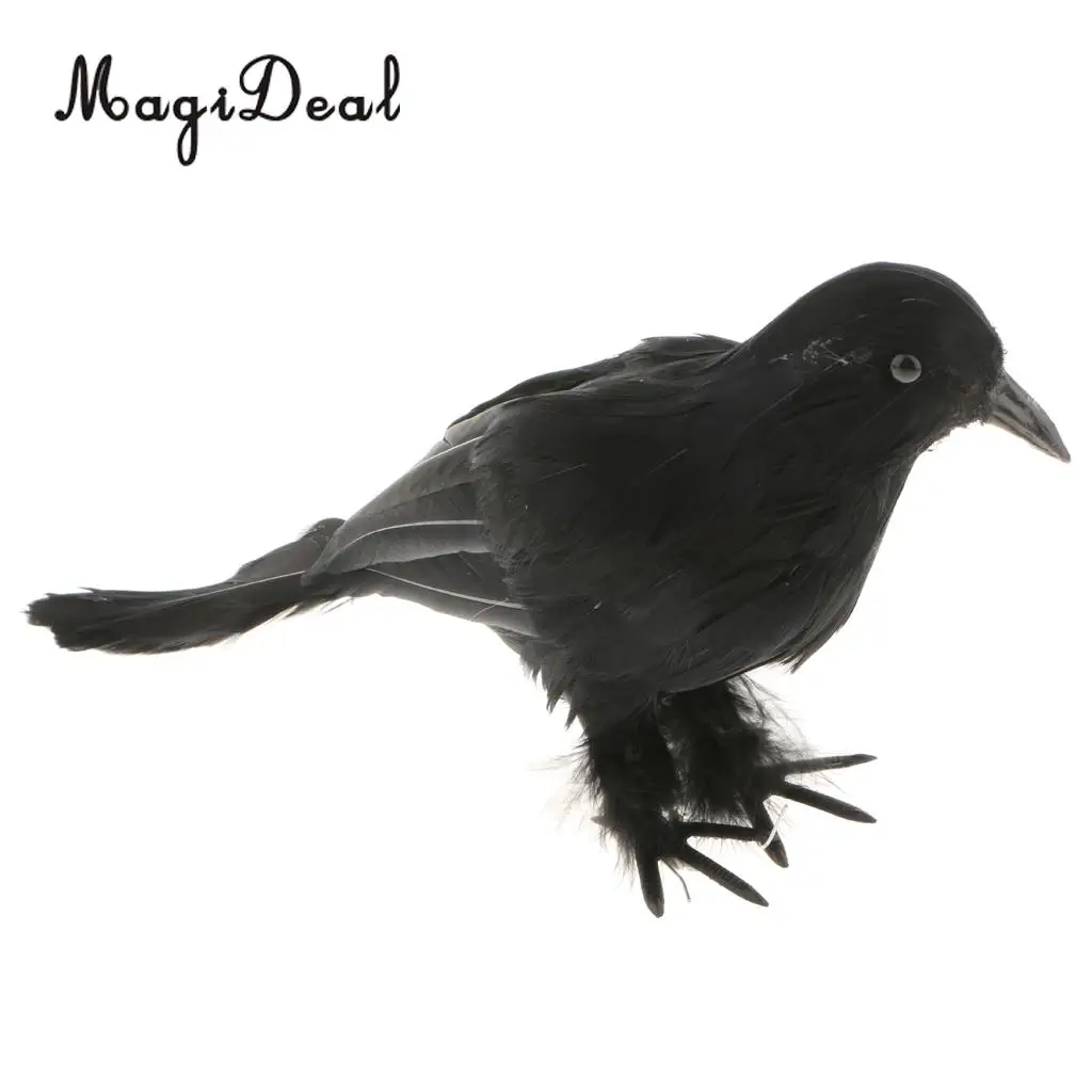 Lifelike Size Full Body Halloween Decoration Bird Fake Black Feathered Crows Ravens Indoor Outdoor Holiday Decor Ornament