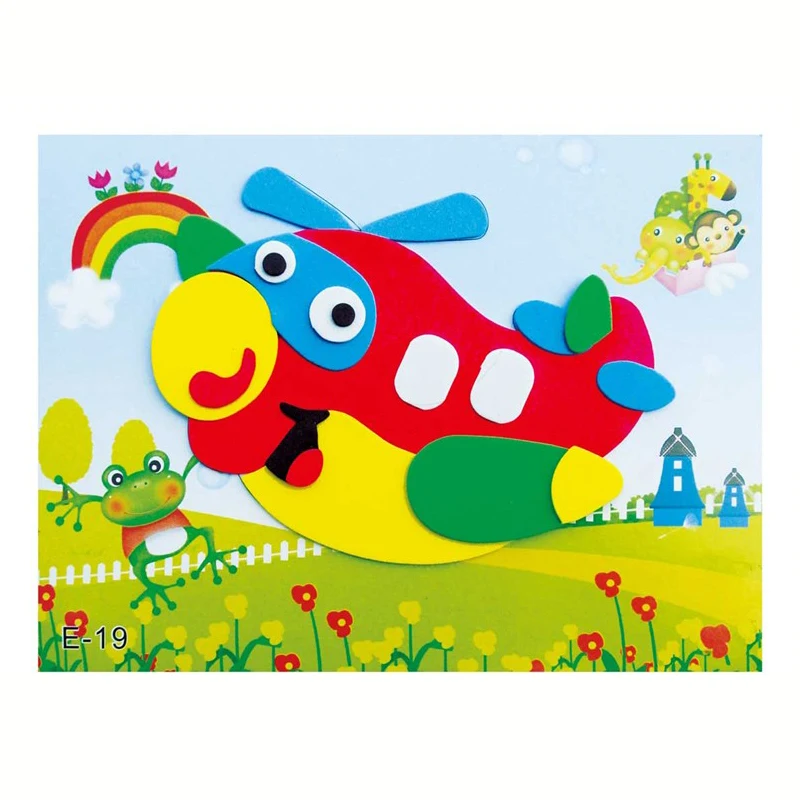 20 комплектов мини развивающие дошкольные DIY 3D EVA Foam Art Craft Painting Sticker Puzzle Kit для