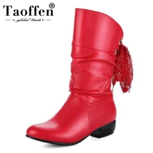 TAOFFEN/размеры 31-47; женские ботинки; полусапожки с Плюшевым Мехом; зимняя обувь; женские модные простые полусапожки; женская обувь