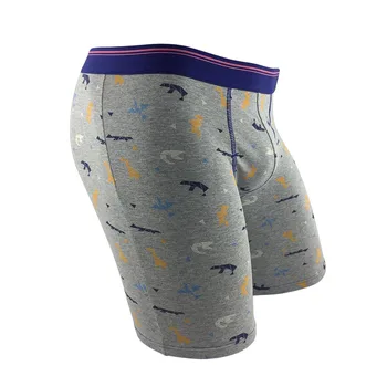 

Cartoon Building Block Plus Size Men's Cotton Boxer Underwear Long Leg Underpants Male Boxer Shorts Calzoncillo Hombre Grey Sexy