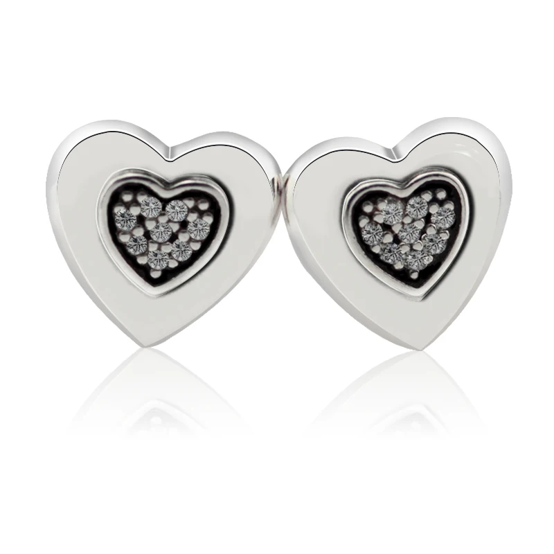 

Signature Heart Stud Earrings for Women 925 Sterling Silver Jewelry Clear CZ Crystal Stud Earrings Fashion Heart Women Earrings