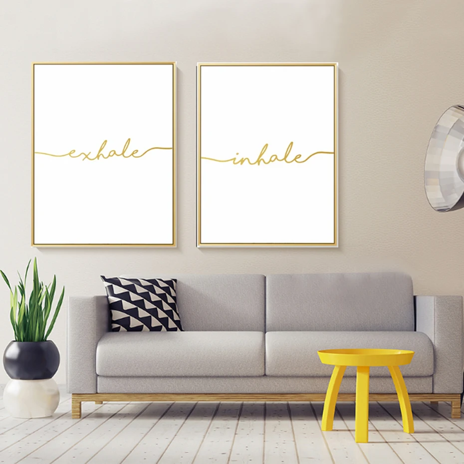 

Minimalist Exhale Inhale Letters Canvas Paintings Abstract Nordic Poster Print Wall Art Picture Living Room Home Office Decor