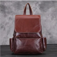 Винтаж натуральная кожа Для Мужчин's рюкзаки в стиле преппи коричневый wo Для мужчин школьный рюкзак с длинными ушами для мальчиков и девочек, школьные Бизнес книжные сумки LS003