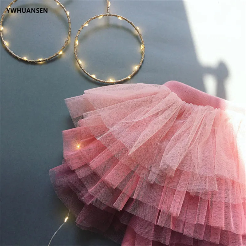 YWHUANSEN Autumn Girls Gauze Tutu Skirt Leggings Cotton Skinny Children's Trousers Girls Princess Warm Pants Toddler Kids