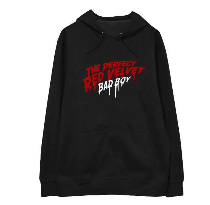  New arrival kpop red velvet bad boy perfect red velvet hoodies for fans supportive unisex fleece/th