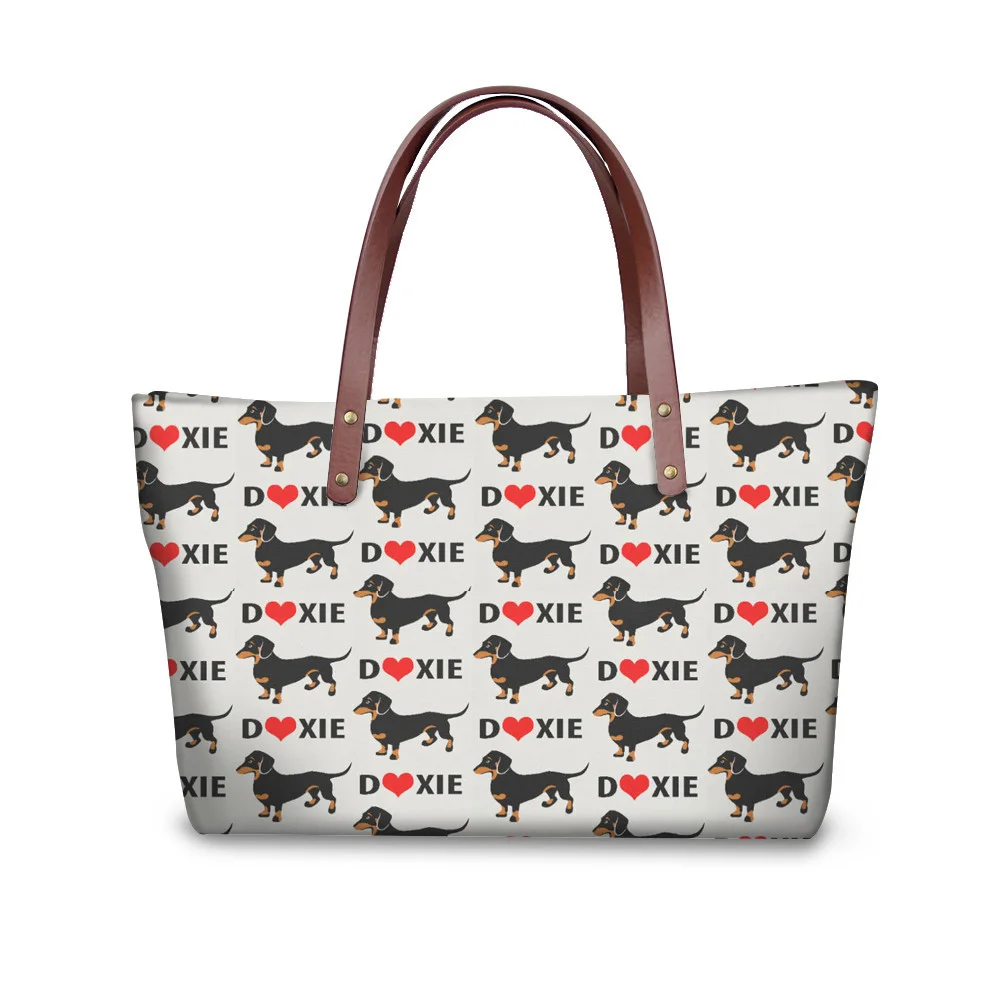 

Customized Ladies Handbags Women Bags Designer Cute Dachshund Dog Pattern Large Capacity Messenger Bags for Female Tote Bags