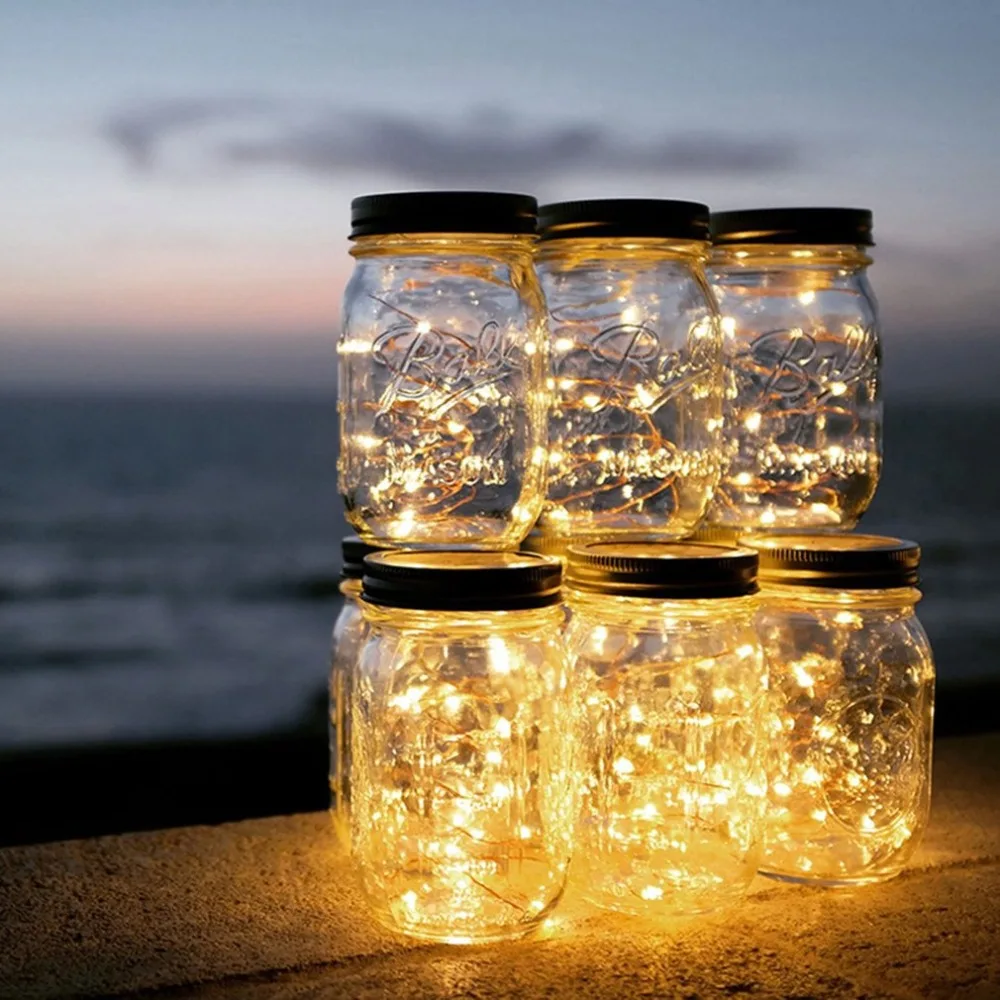 

Solar Mason jar lamp decoration lantern courtyard wave bottle light Outdoor String Lids for RegularMouth Jars for PatioLampDecor