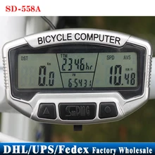 100 шт./лот, одометр, водонепроницаемый, циклический компьютер, измеритель скорости, SD-558A, часы, секундомер, ЖК-дисплей, синий, холодный свет
