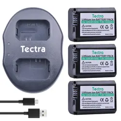 Tectra 3 шт. NP-FW50 NP FW50 NPFW50 Батарея + USB двойной Зарядное устройство для Sony Alpha 7 A7 7R a7R 7 s a7S a3000 a5000 a6000 NEX-3 Bateria