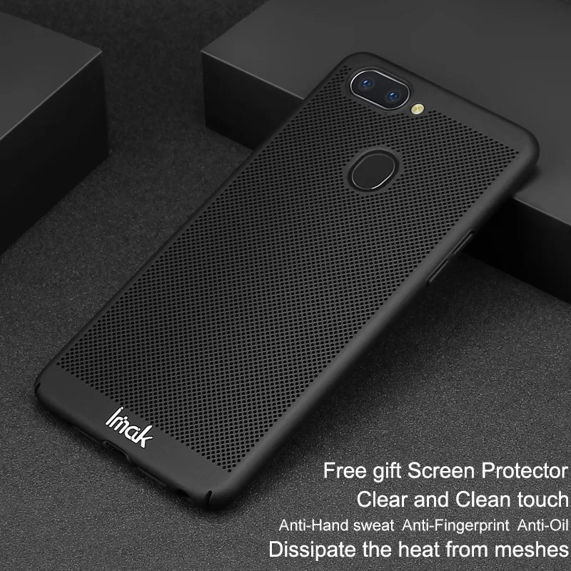 

OPPO R15 Case Cover IMAK Jazz Mesh Lightweight Heat Release Dissipation Hard PC Back Cover Case For OPPO R15 With Film