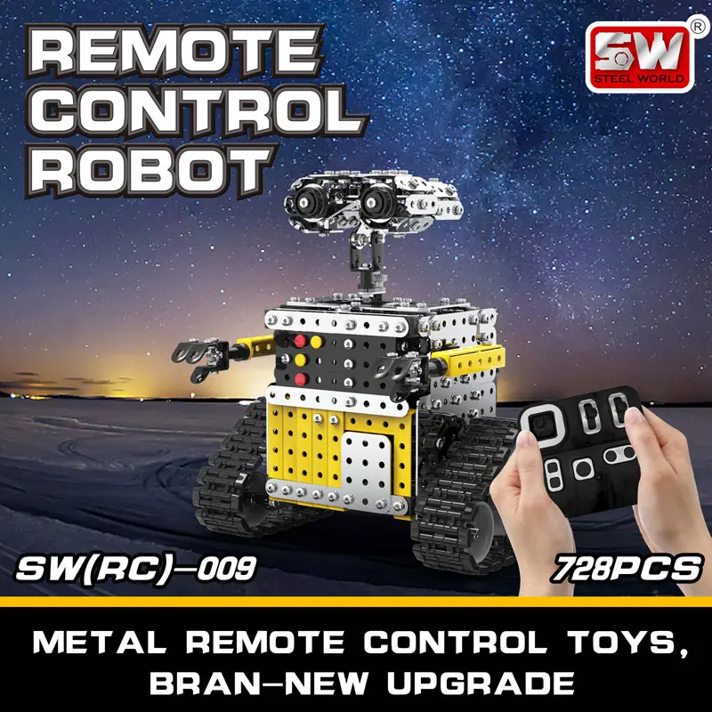 

Stainless Steel Robot DIY Robot Remote Control Robot 1 Set Kidsroom Diy Decor Durable Collection Model Novelty Toy Gift Game