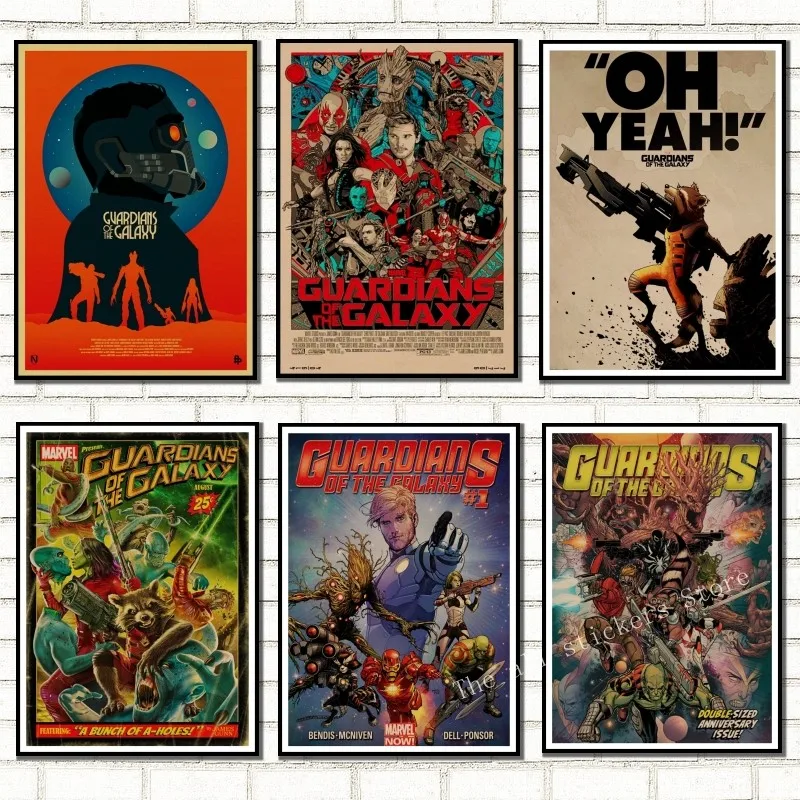 

Vintage Guardians of the Galaxy Superhero Movie Poster Retro Kraft Paper Bar Home Decor Painting Wall Sticker Wallpaper /9004