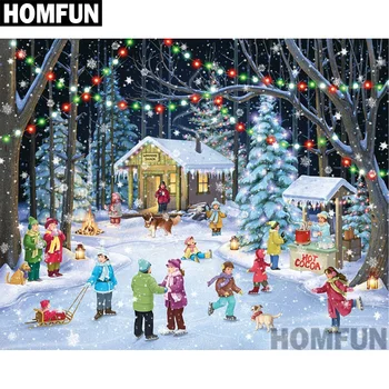 

HOMFUN Full Square/Round Drill 5D DIY Diamond Painting "Merry Christmas" 3D Embroidery Cross Stitch 5D Decor A00850