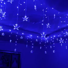 Синий светодиодный гирлянды рождественское освещение Свадебная вечеринка украшение люстра 3,5 м 100 светодиодный s 16p жемчужные звезды