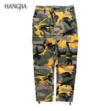 Многоцветные высокого качества камуфляжные свободные штаны на нижней резинке для мужчин и женщин тренд хип-хоп уличные брюки S-3XL