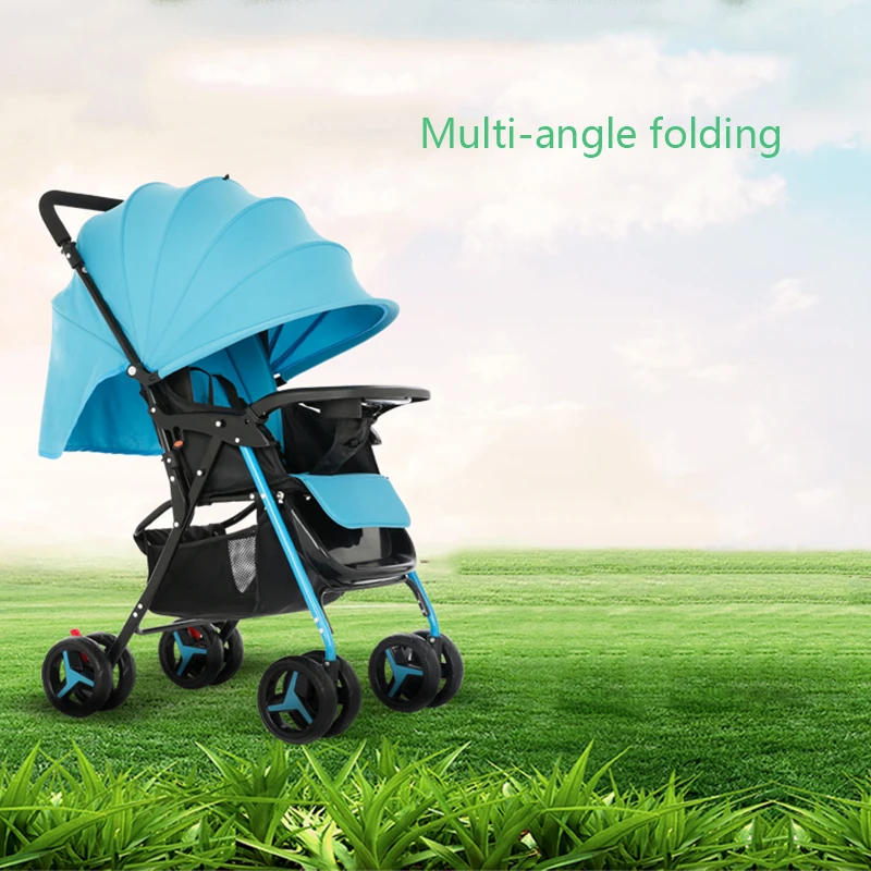 

Baby stroller two way can sit reclining ultra light portable folding child four wheeled baby umbrella cart free shipping