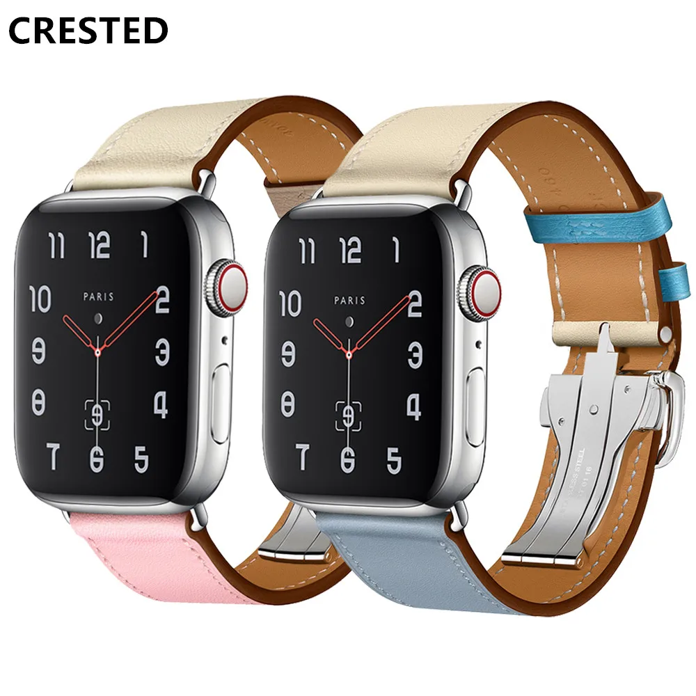 

Deployment Buckle Strap For apple watch 4 5 band iwatch strap 42mm 38mm 44mm 40mm Single Tour Bracelet for Series 5 4 3 2 1