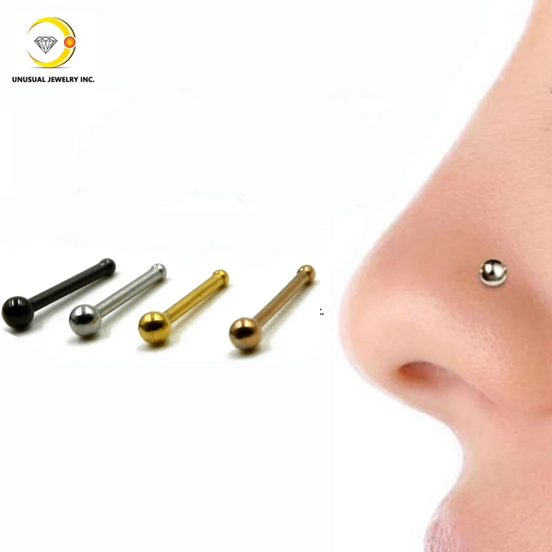 Unusual 0.8*6*2MM Stainless Steel Nose Stud Mixed Colors Silver Gold
