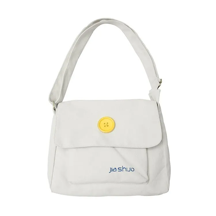 

Ougger Medium Shoulder Bag Women Crossbody Bags Leisure Style White Canvas Postman Package with Letter for Outdoor