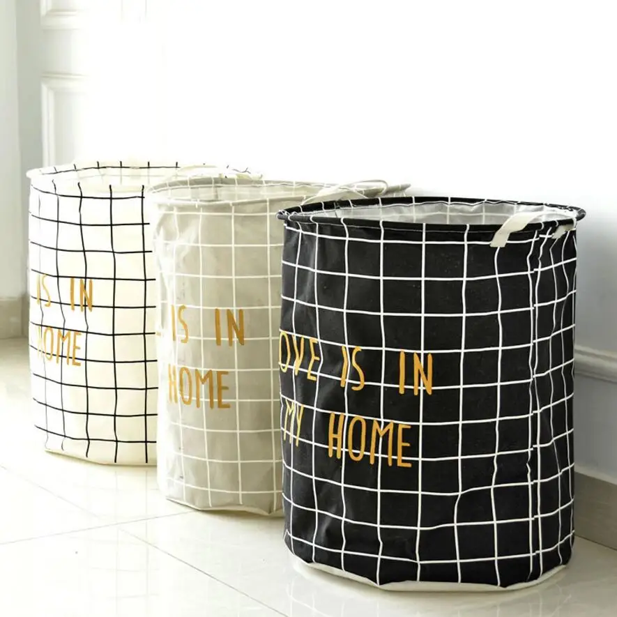 Simplicity lattice Laundry Hamper fold waterproof of Clothes Storage