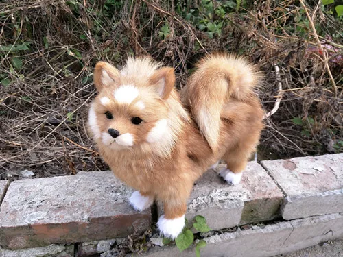 Simulasi Anjing Pomeranian Polyethylene Bulu Lucu Boneka Hadiah