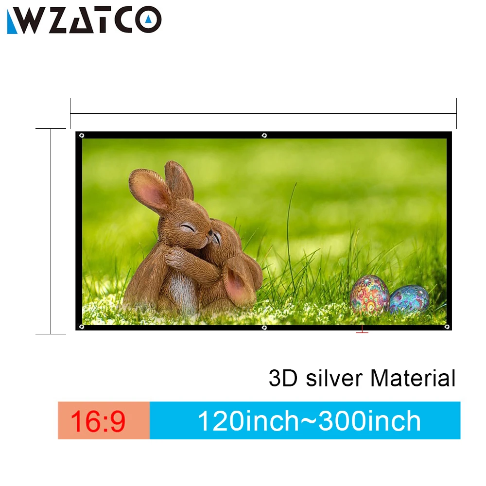 WZATCO 3D проекционный экран 250300 дюймов 16:9 3D Серебряный экран портативный передний без рамки можно сложить для FULL HD 3D проектора WZATCO 3D проекционный экран 250300 дюймов 16:9 3D Серебряный экран портативный передний без рамки можно сложить для FULL HD 3D проектора