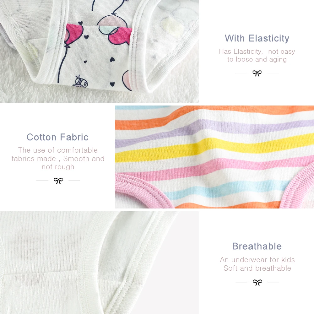 3 Pcs/Lot Cotton Girls Briefs Cute Cartoon Design Kids Underwear for Girl Underpants Short Panties for Children's Baby Clothing