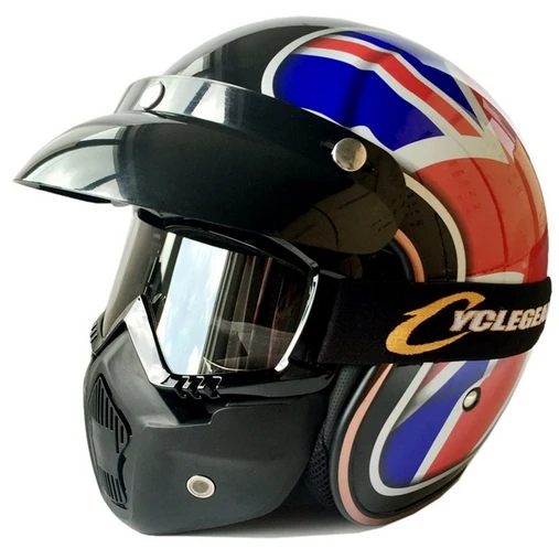 Ретро мотоциклетный шлем Casco Capacete с маской очки - Цвет: as show