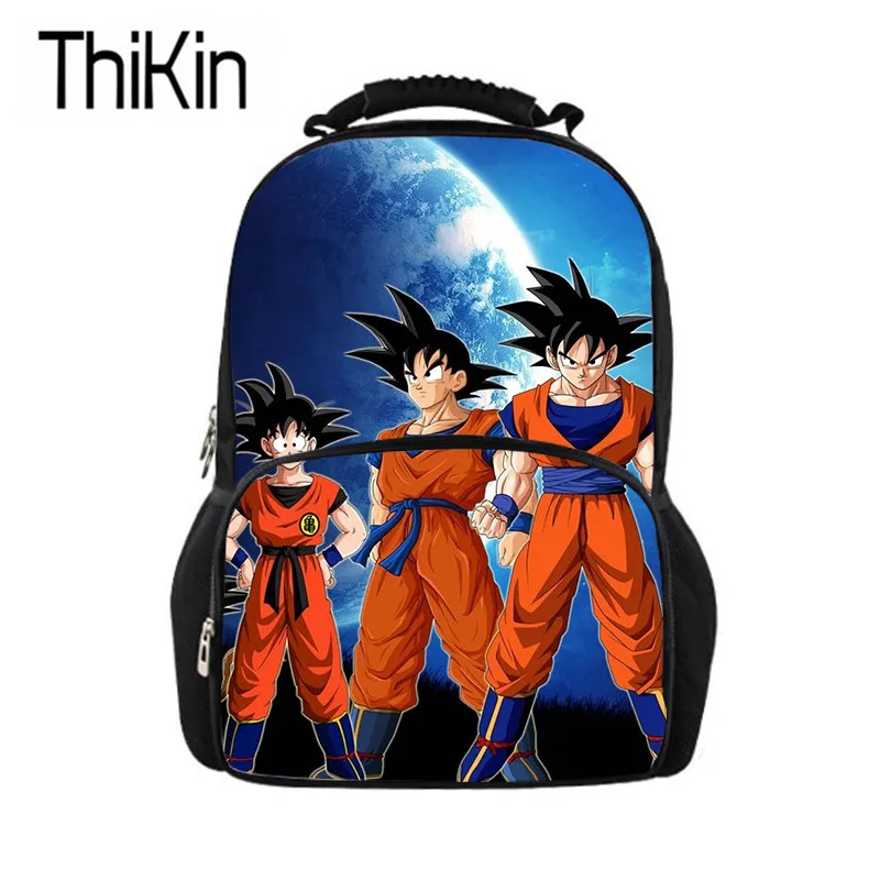 

THIKIN Large Felt Backpacks for Kids Anime Dragon Ball Printing School Bags Children Fashion Shoulder Bagpack Teenager Satchel