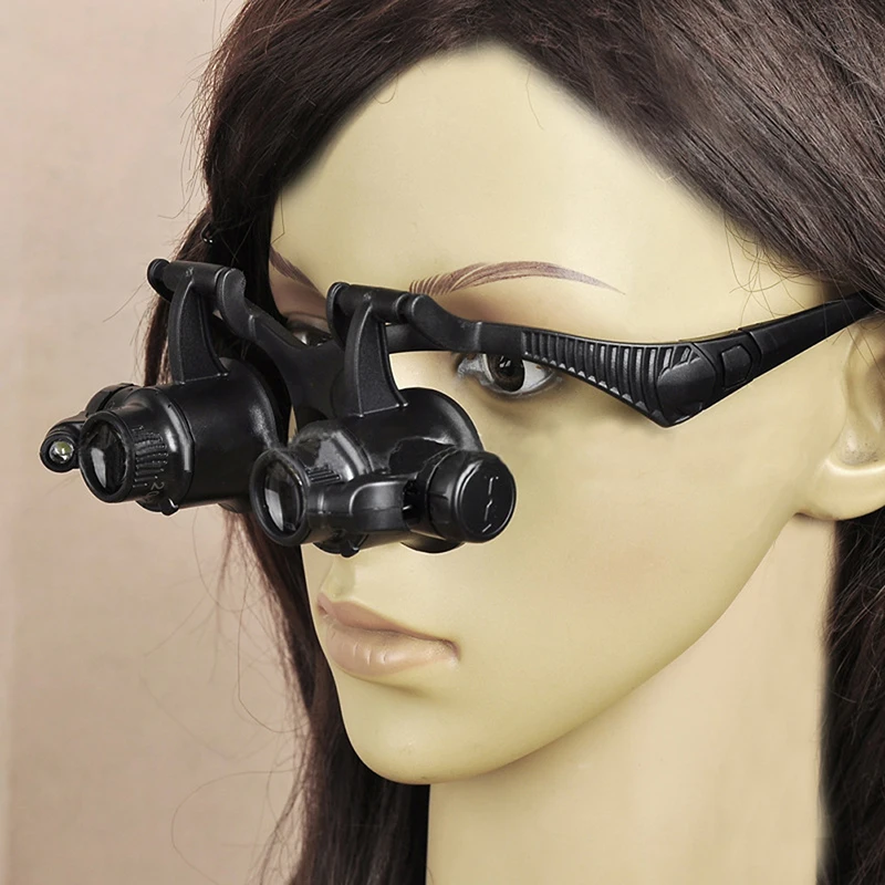 

New Glasses Wearing Style Magnifiers Authenticate Repair Loupes Glasses Style Magnifying 25x with LED Light Magnifiers HR