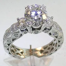 Choucong Femenino anillo de La Eternidad 7mm 5A Circón piedra 14KT Oro Blanco Lleno Mujeres Engagement Wedding Band Anillo Sz 5-11 Regalo
