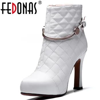 

FEDONAS Brand 2020 Autumn Winter Warm Short Boots Quality Genuine Leather Elegant Women Ankle Boots Party Night Club Shoes Woman