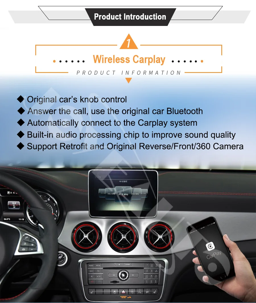 Joyeauto Wifi Wireless Carplay Android Auto Mirror Retrofit for Mercedes C CLA CLS class NTG 5.1 5.2 5.5 support Reverse Camera